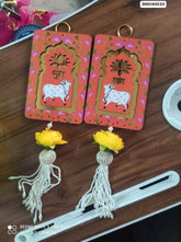 Lotus Design Shubh Labh Hanging  Set (2 x 6 inch, Set of 2), Door Hanging, Wall Hanging, Home Decor, Diwali Gift